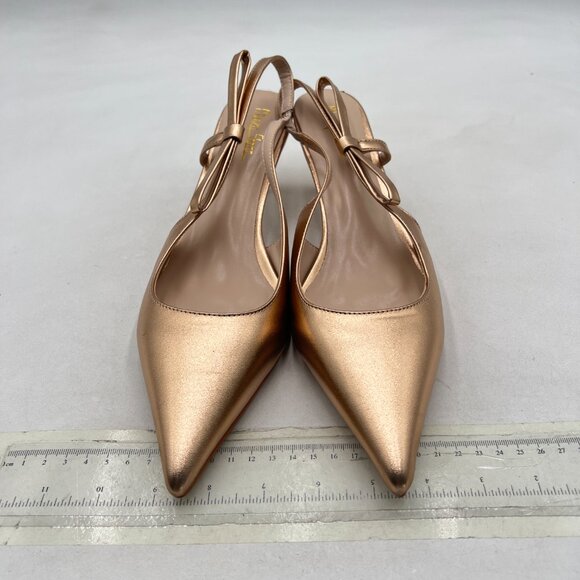 Milooey shoes Bronze Pointed Toe Side Bow Pump Kitten Low Heels Slingback Sandal - Picture 3 of 8